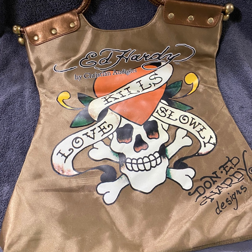 Ed Hardy Top Handle Canvas Tote